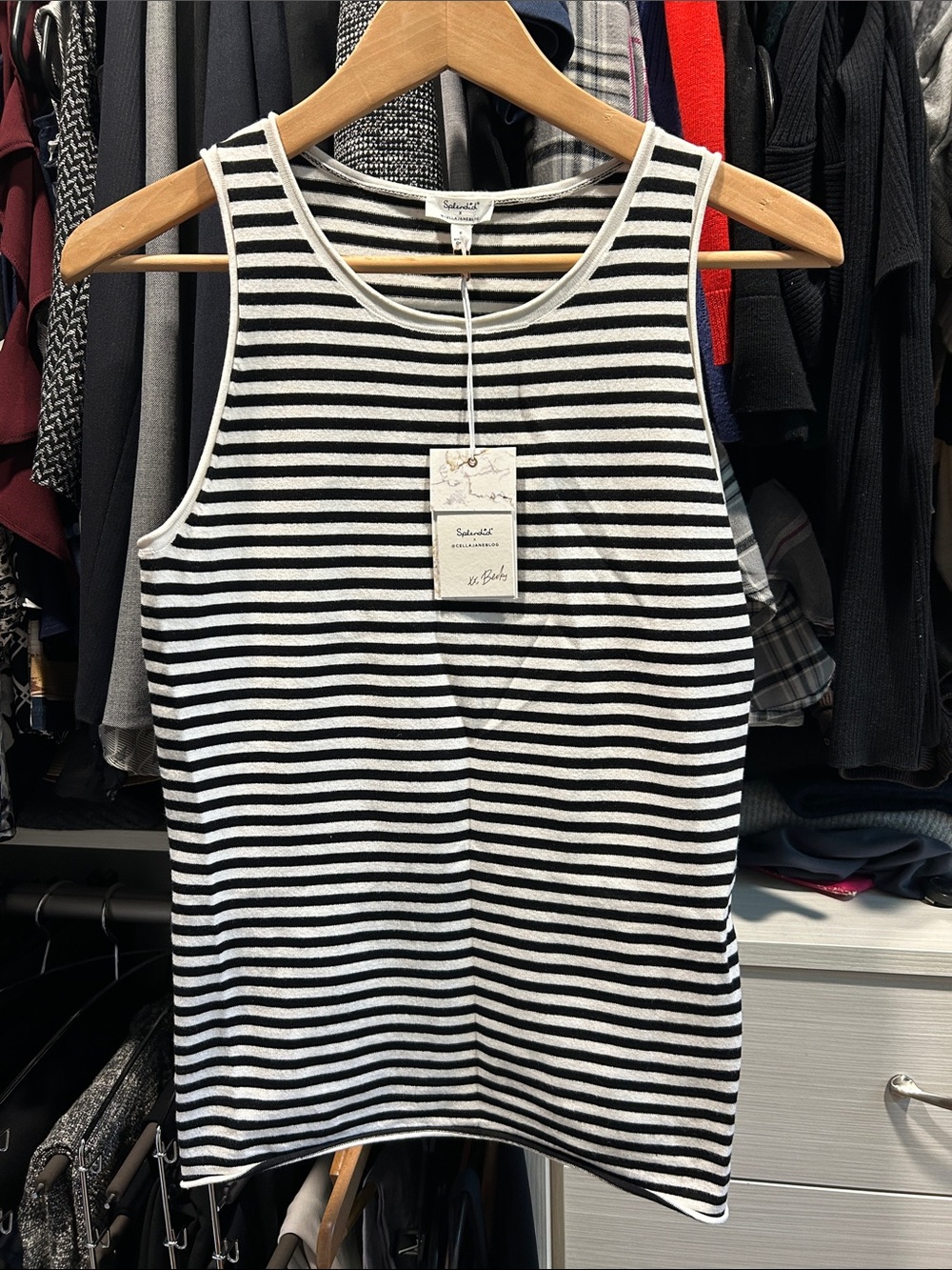 Splendid Black and White Striped Tank